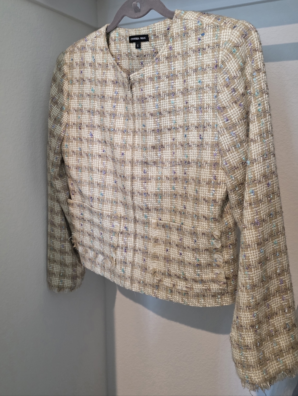 Cynthia Max Cream Tweed Jacket